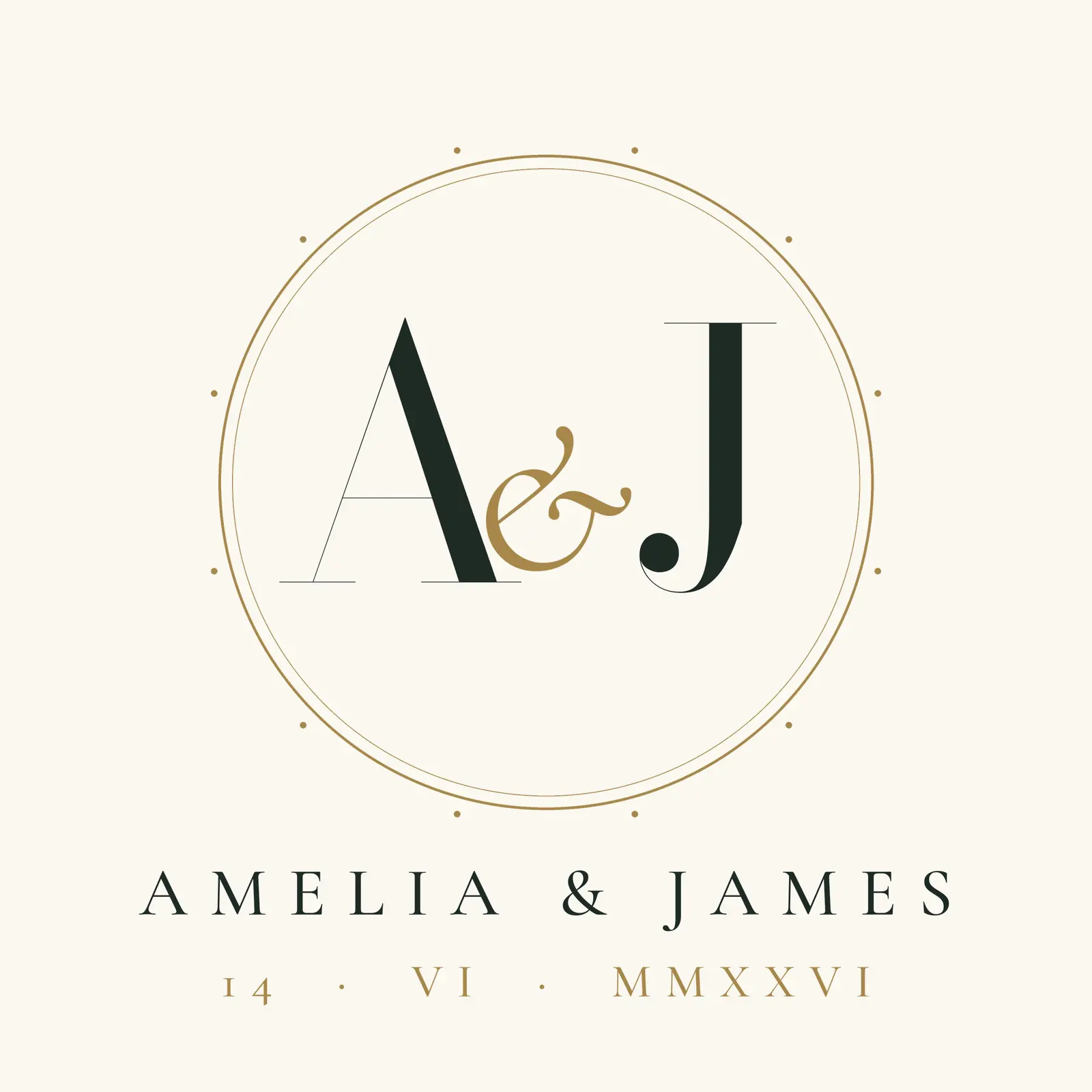 Design B: “A & J wedding monogram”, an example design by Vessim