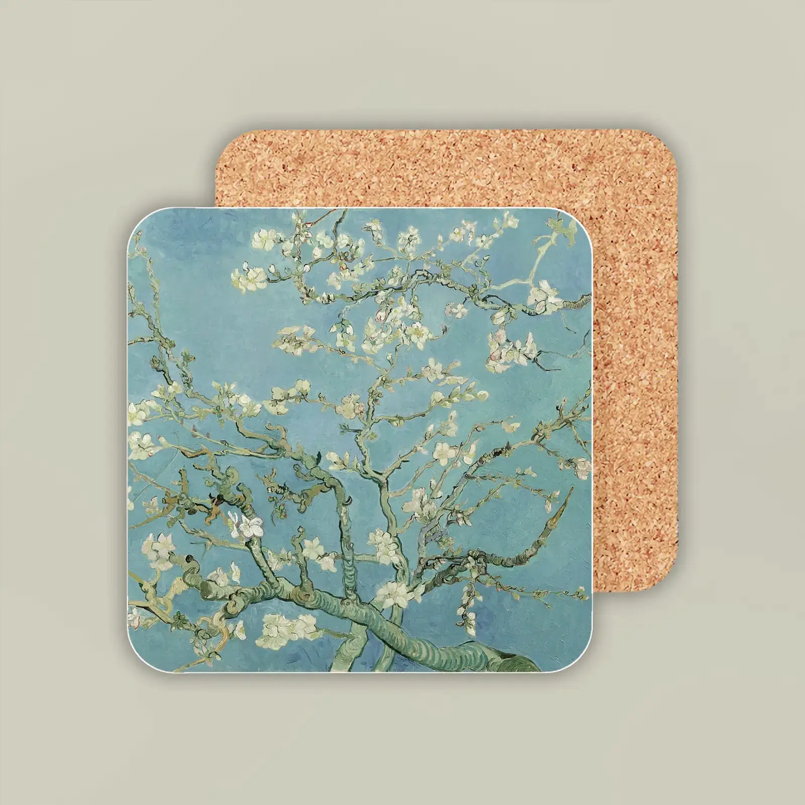 Almond Blossom by Vincent van Gogh, printed on a coaster