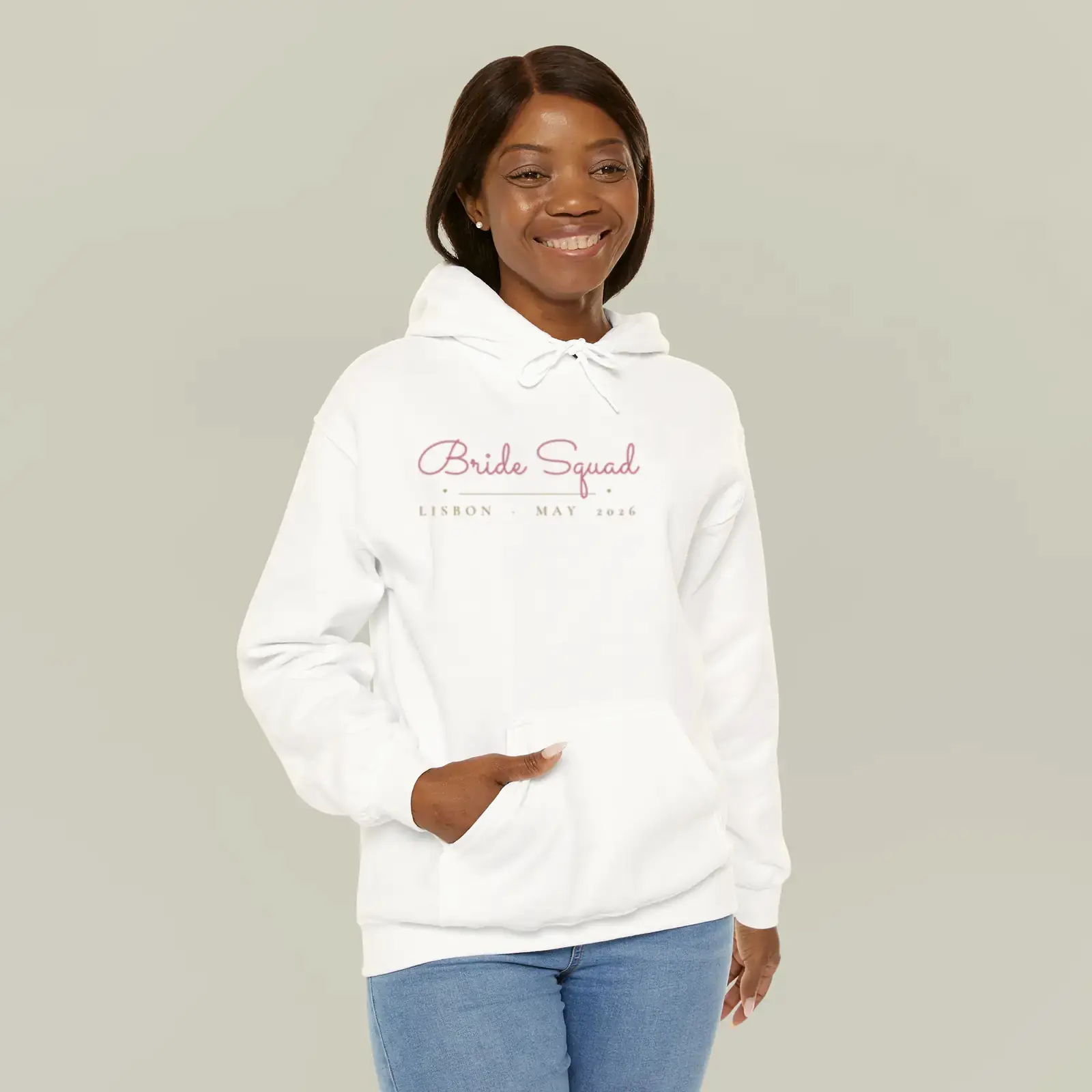 "Bride Squad", an example design by Vessim, printed on a hoodie