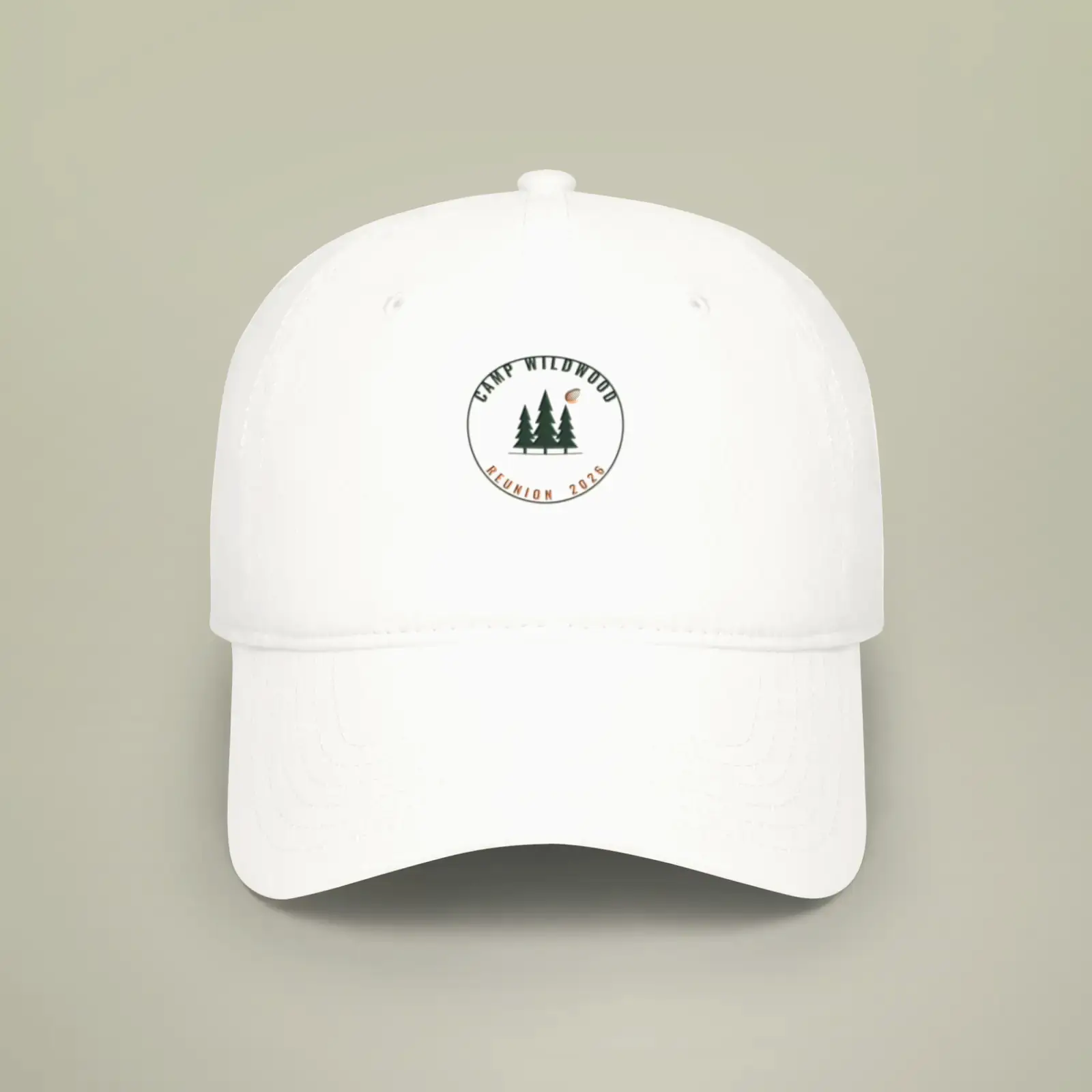 "Camp Wildwood Reunion", an example design by Vessim, printed on a baseball cap