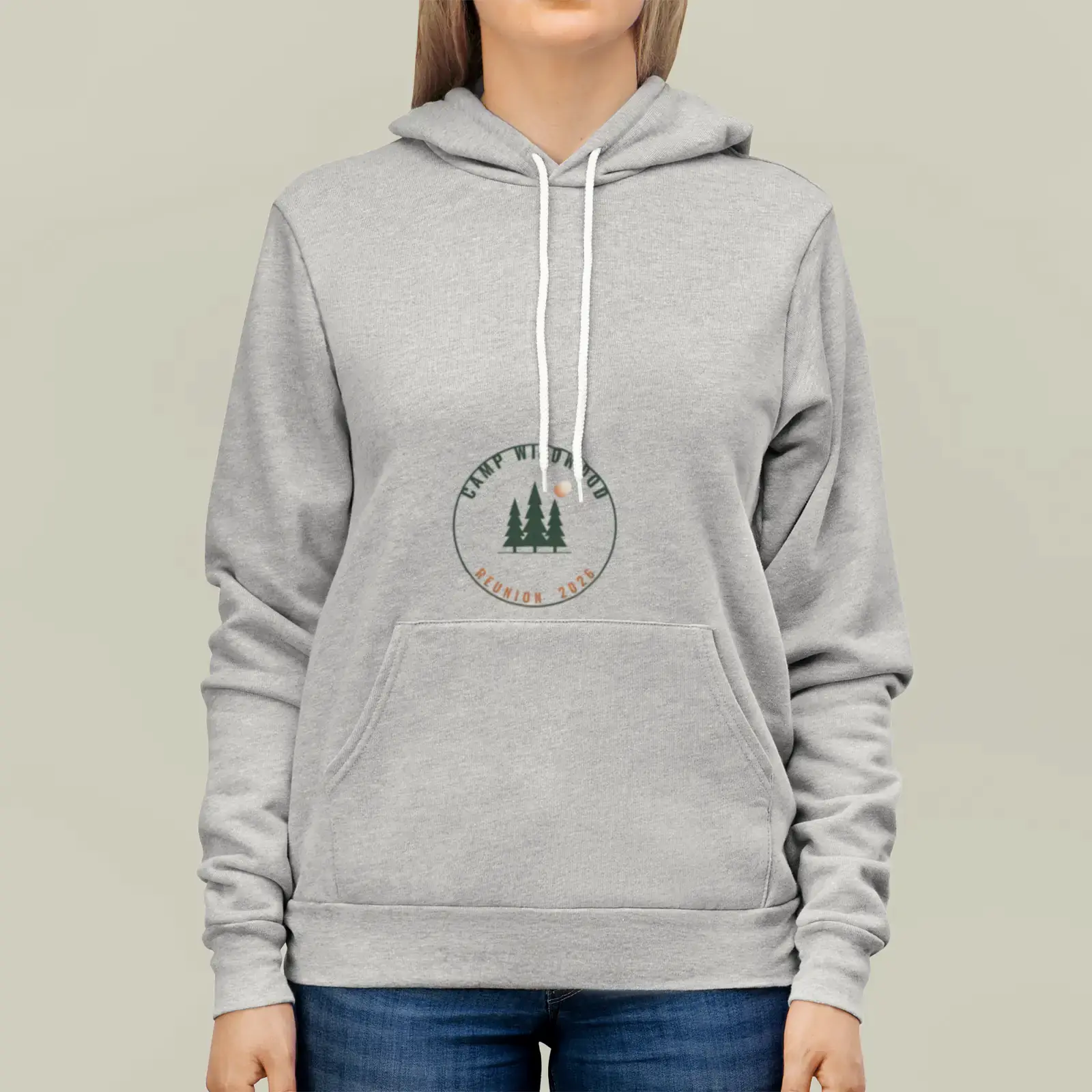 "Camp Wildwood Reunion", an example design by Vessim, printed on a hoodie