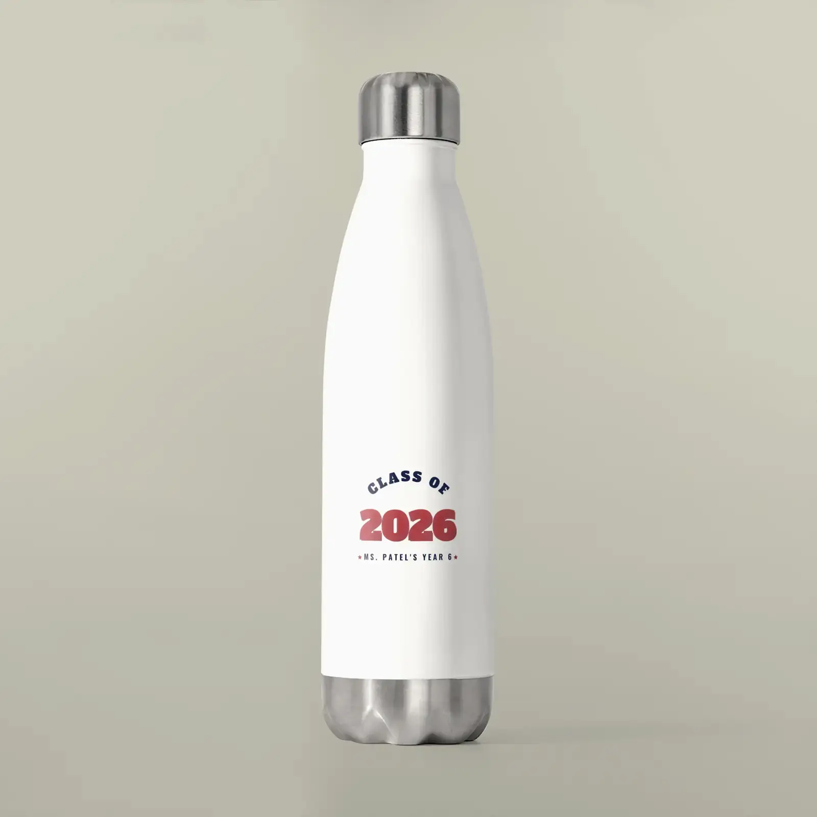 "Class of 2026", an example design by Vessim, printed on a insulated bottle