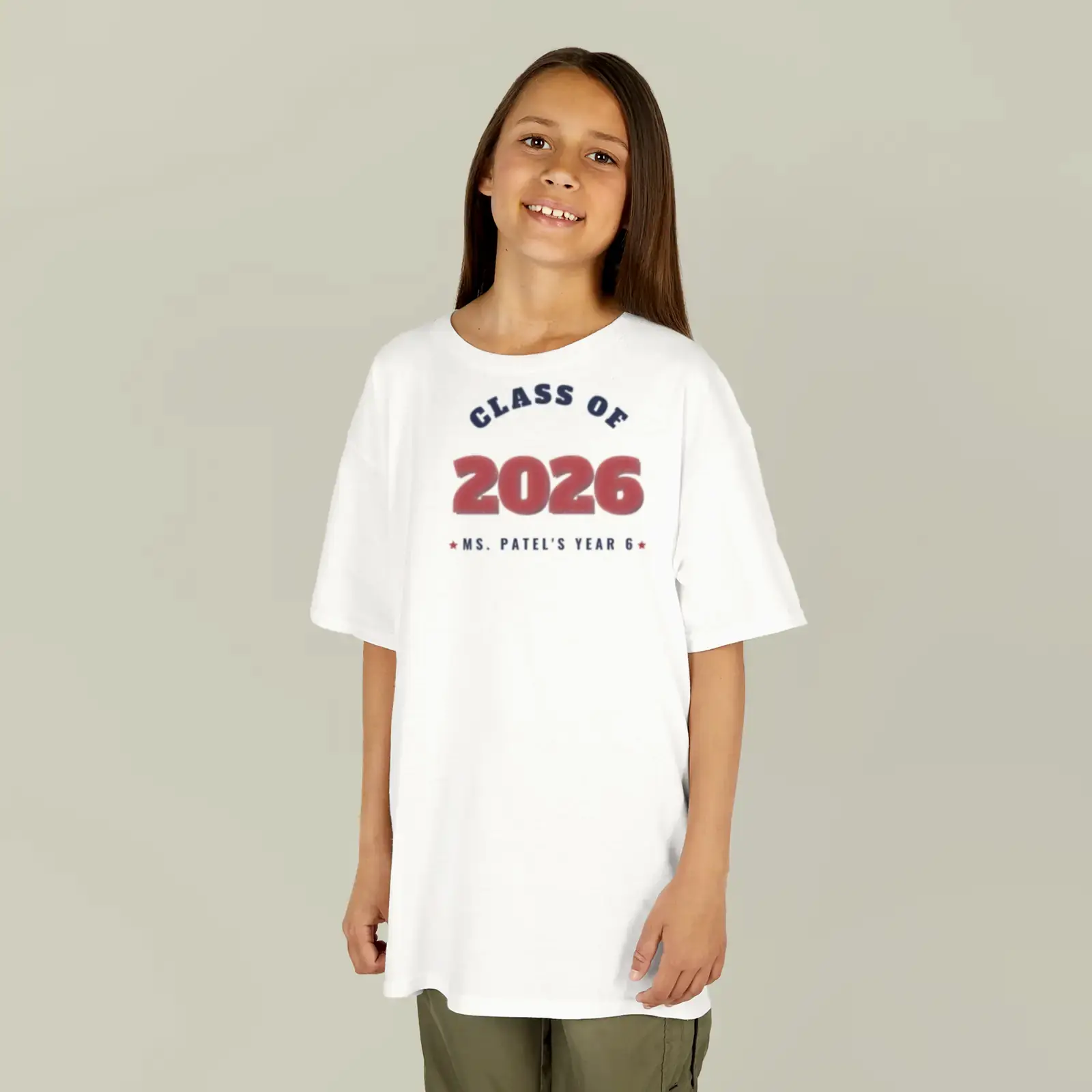 "Class of 2026", an example design by Vessim, printed on a kids' t-shirt