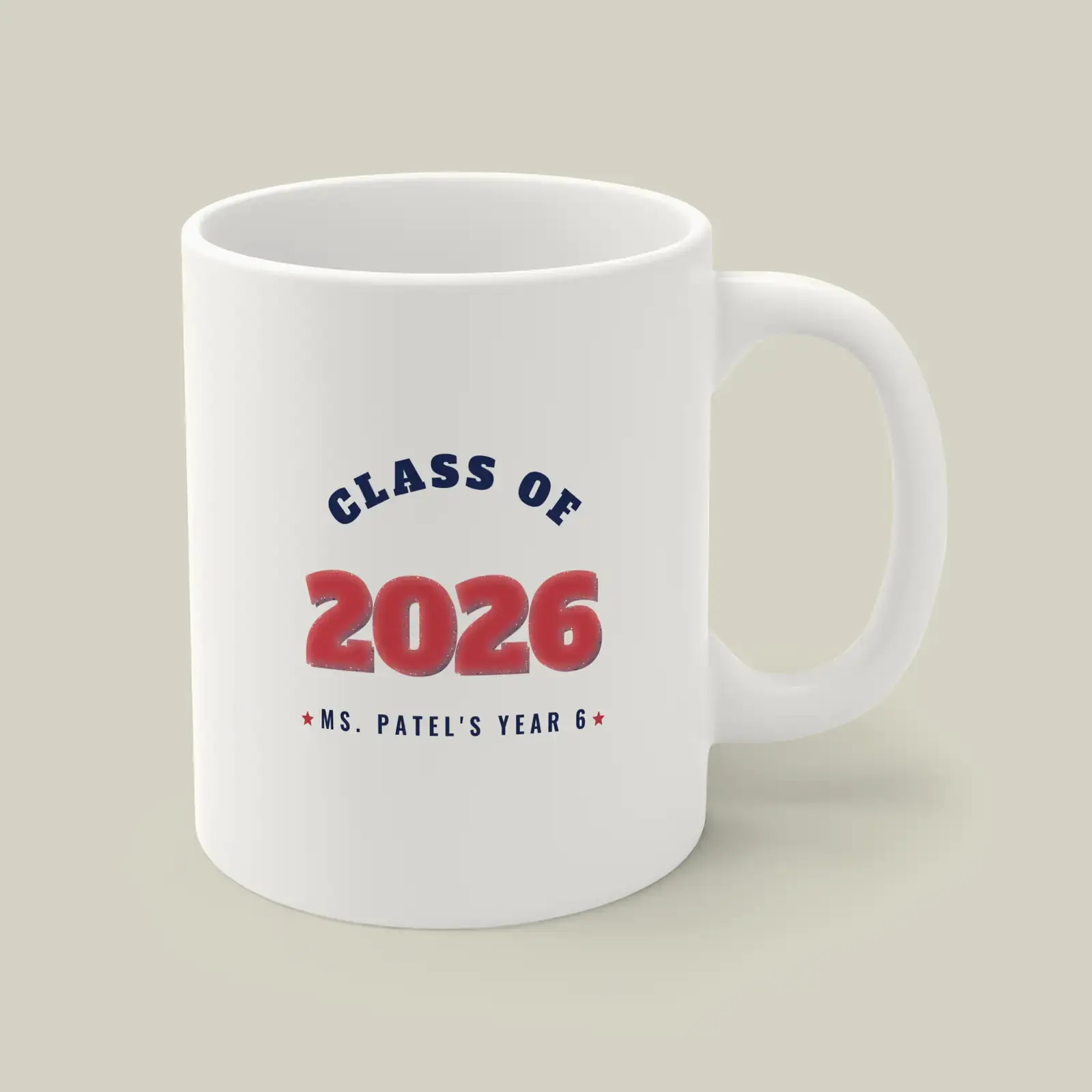"Class of 2026", an example design by Vessim, printed on a mug