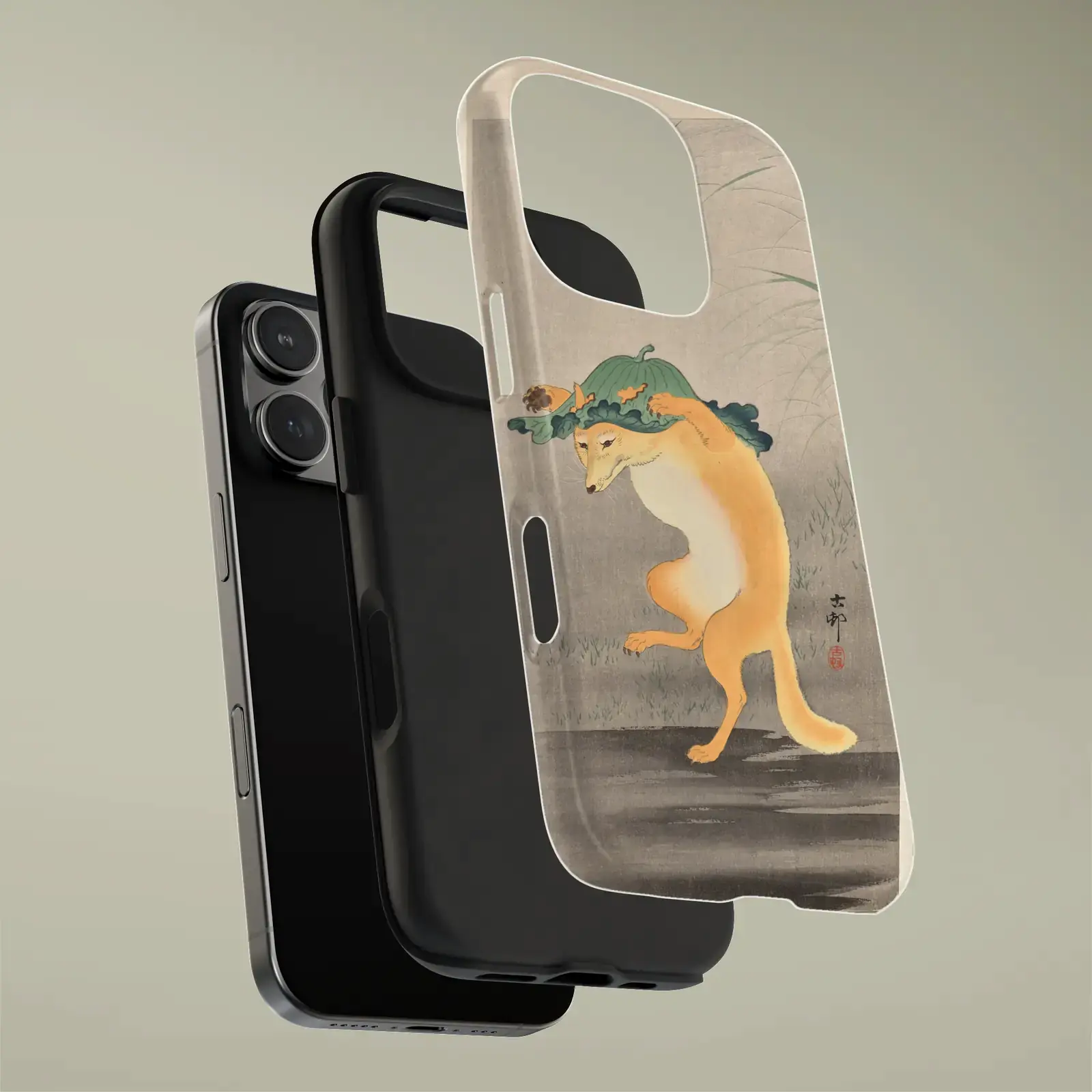 Dancing Fox by Ohara Koson, printed on a phone case