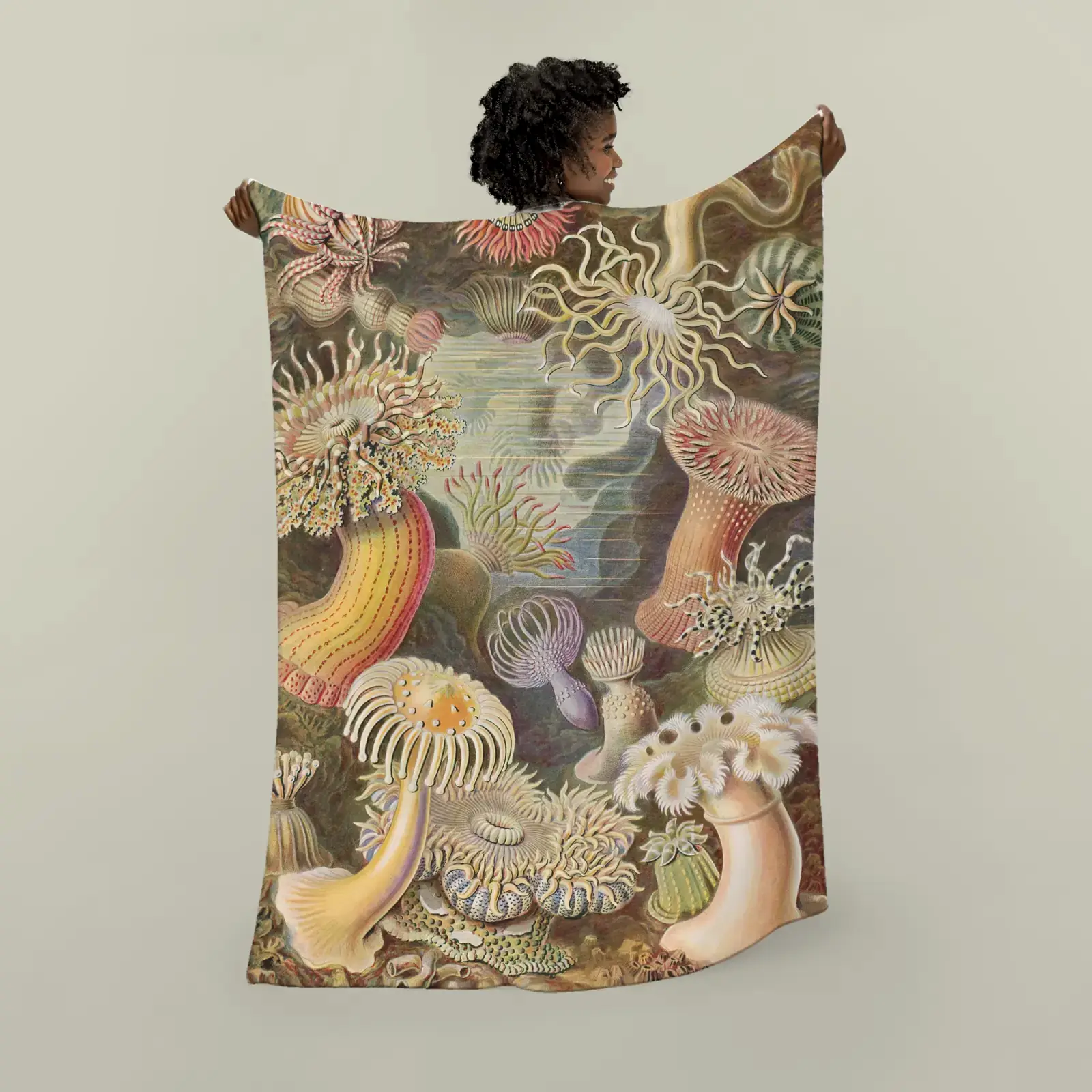 Actiniae (Sea Anemones), from Art Forms in Nature by Ernst Haeckel, printed on a plush blanket
