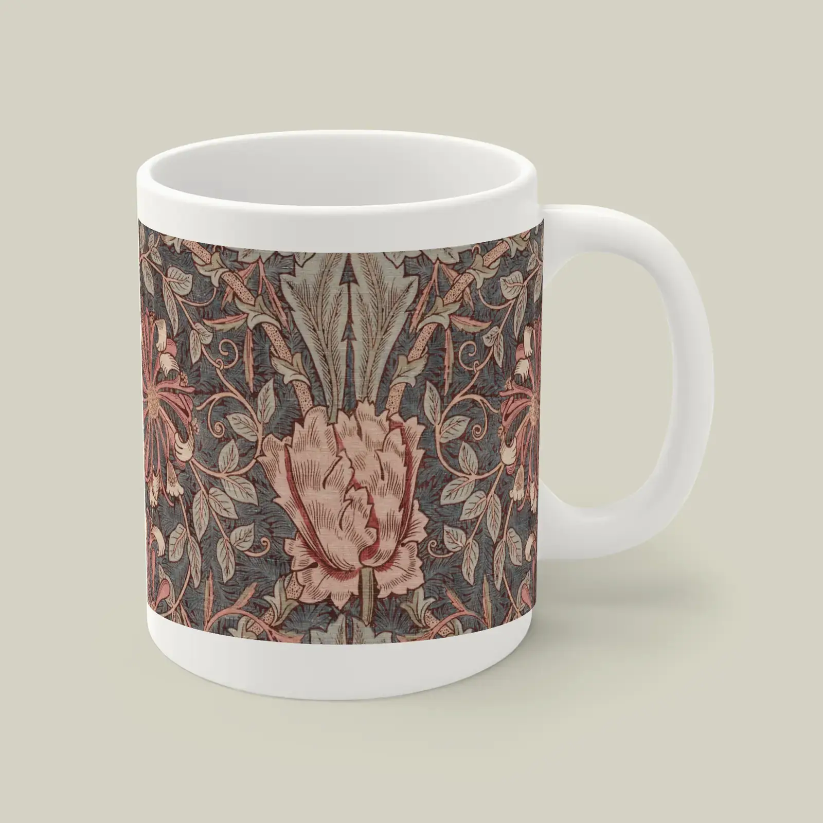 Honeysuckle by William Morris, printed on a mug