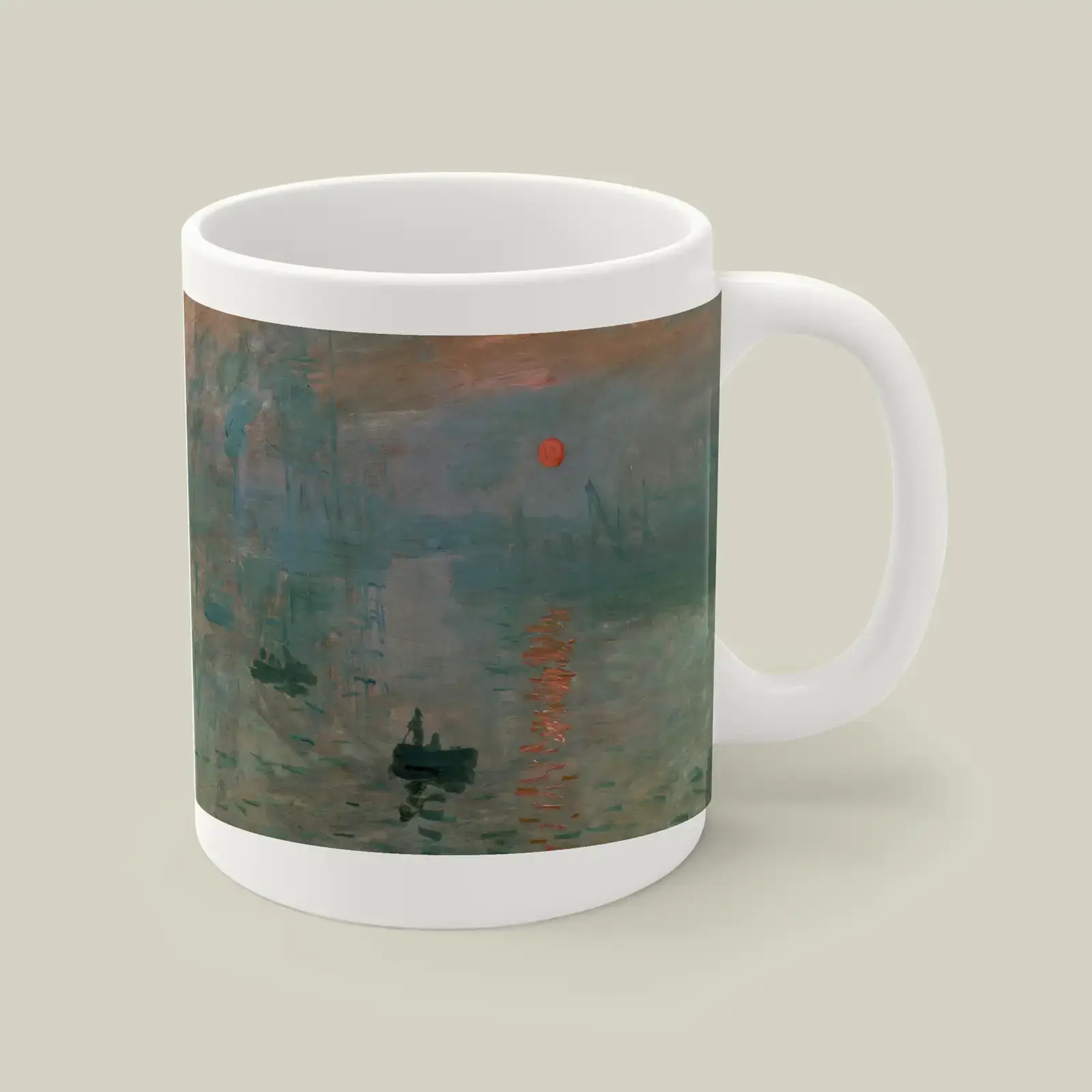 Impression, Sunrise by Claude Monet, printed on a mug