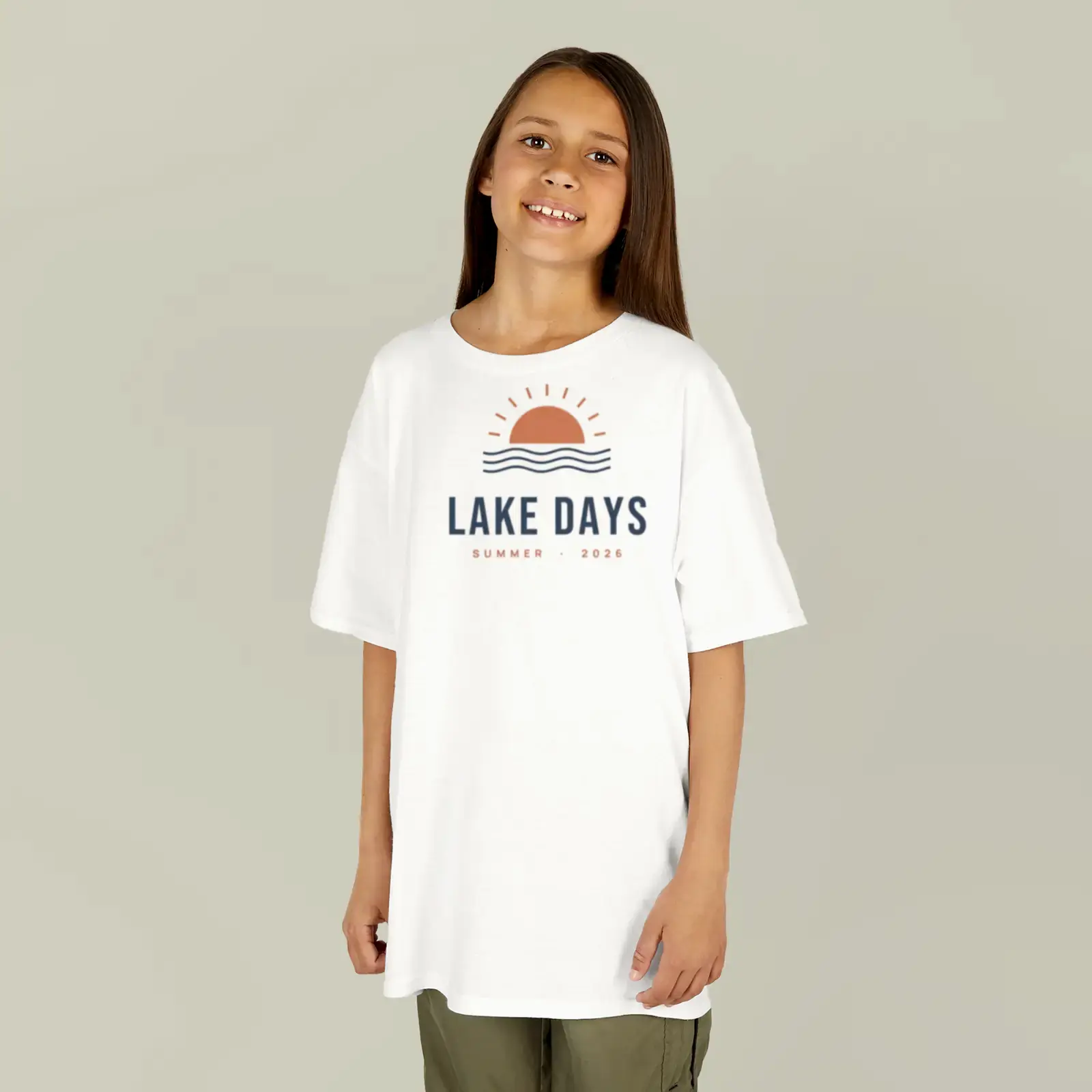 "Lake Days", an example design by Vessim, printed on a kids' t-shirt