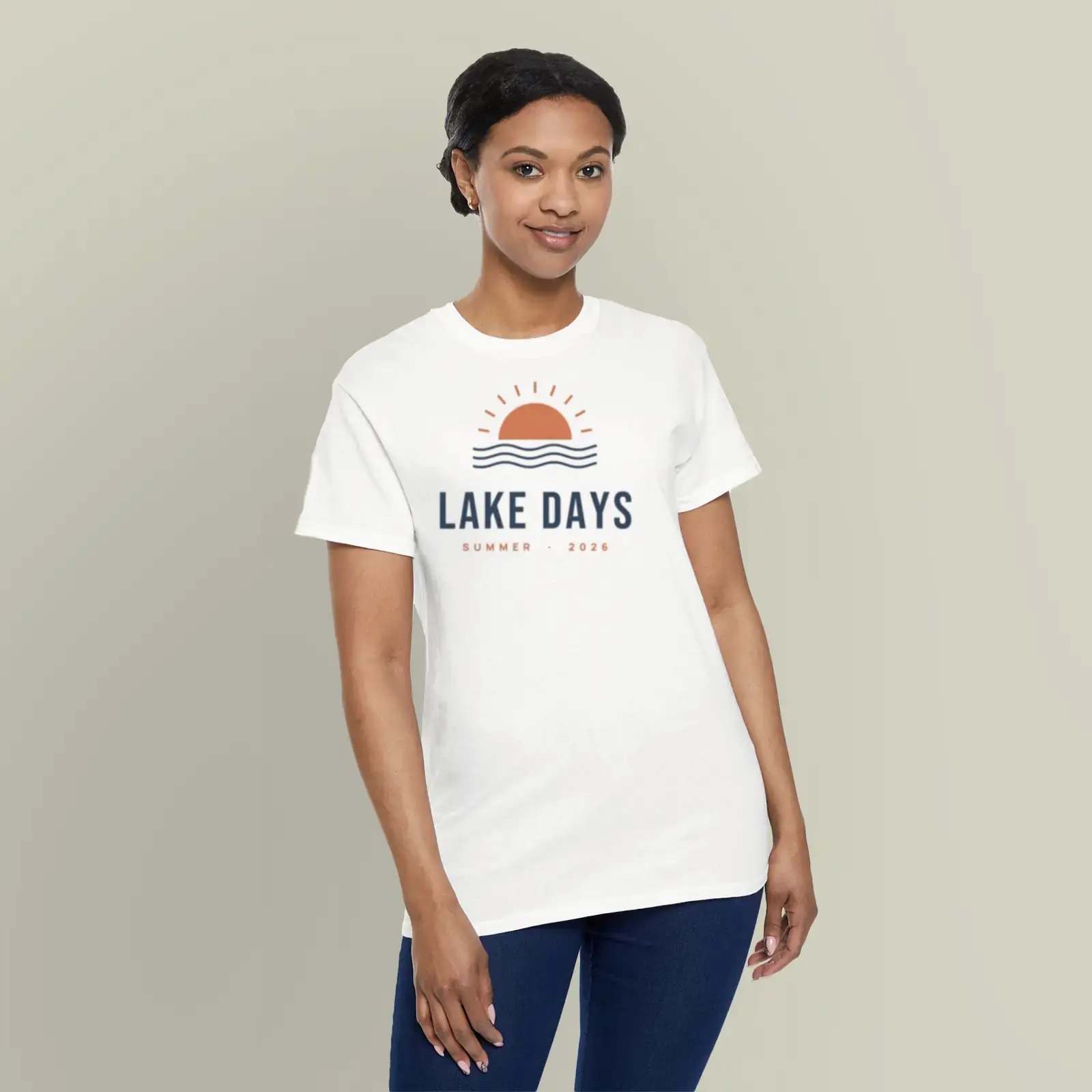 "Lake Days", an example design by Vessim, printed on a t-shirt