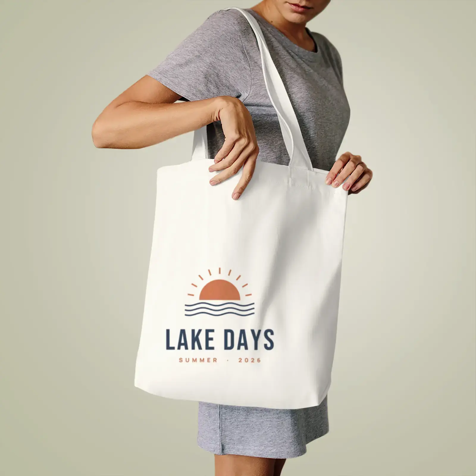 "Lake Days", an example design by Vessim, printed on a tote bag