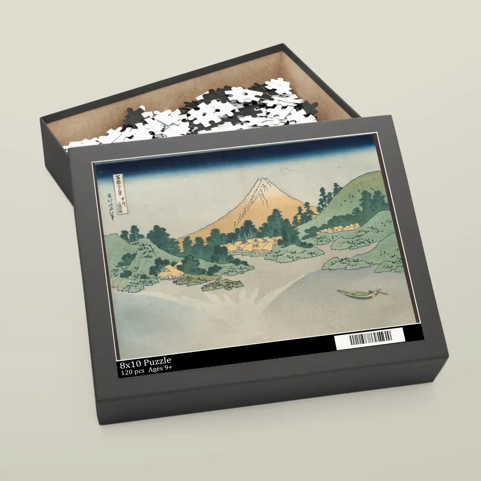 The Surface of Lake Misaka in Kai Province by Katsushika Hokusai, printed on a jigsaw puzzle