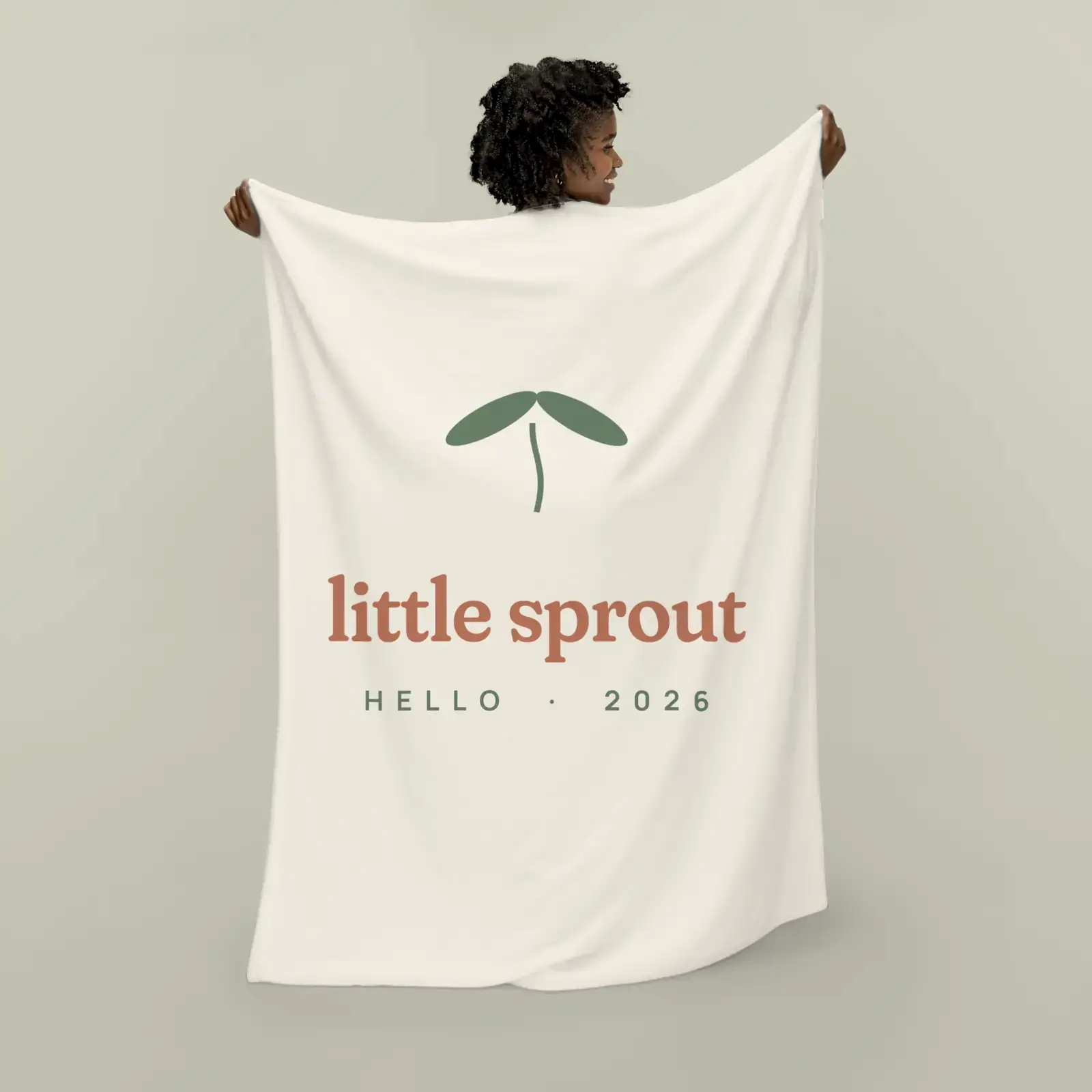 "Little Sprout", an example design by Vessim, printed on a plush blanket