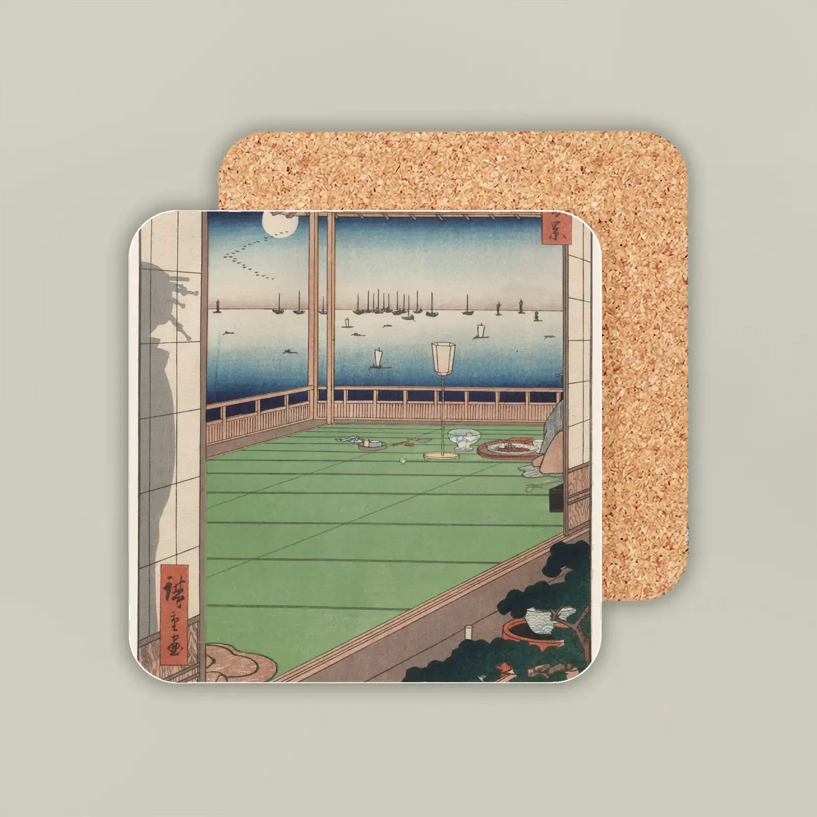 The Moon-Viewing Promontory by Utagawa Hiroshige, printed on a coaster