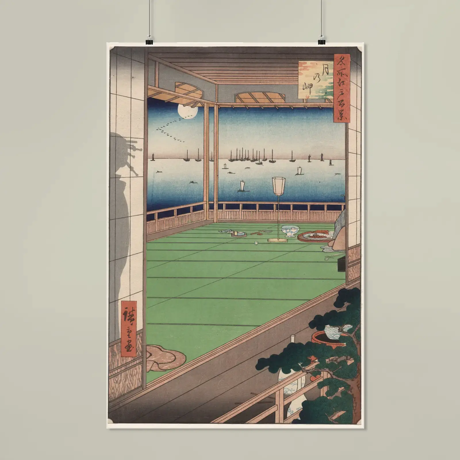 The Moon-Viewing Promontory by Utagawa Hiroshige, printed on a matte poster