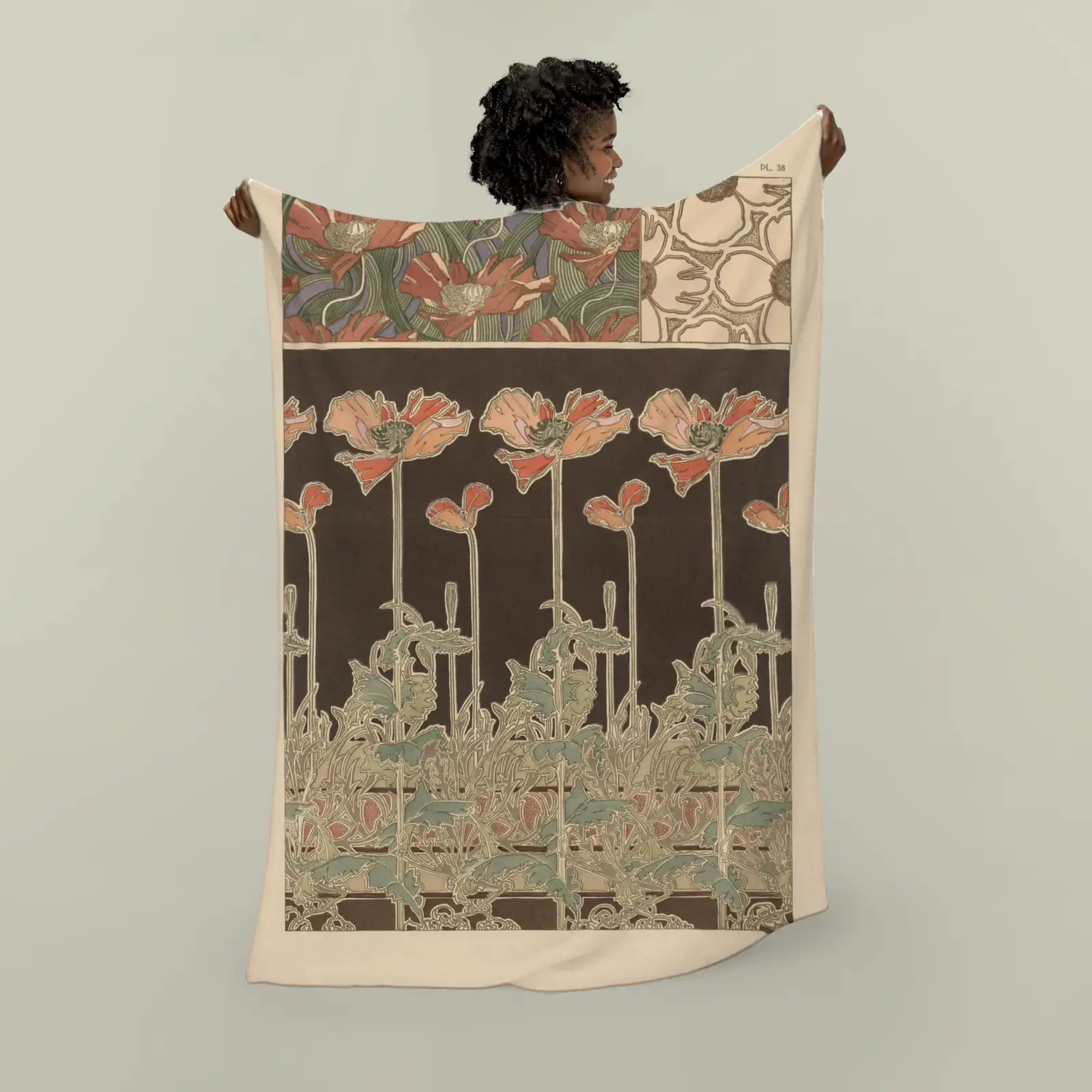 Plate 38, from Documents Décoratifs by Alphonse Mucha, printed on a plush blanket