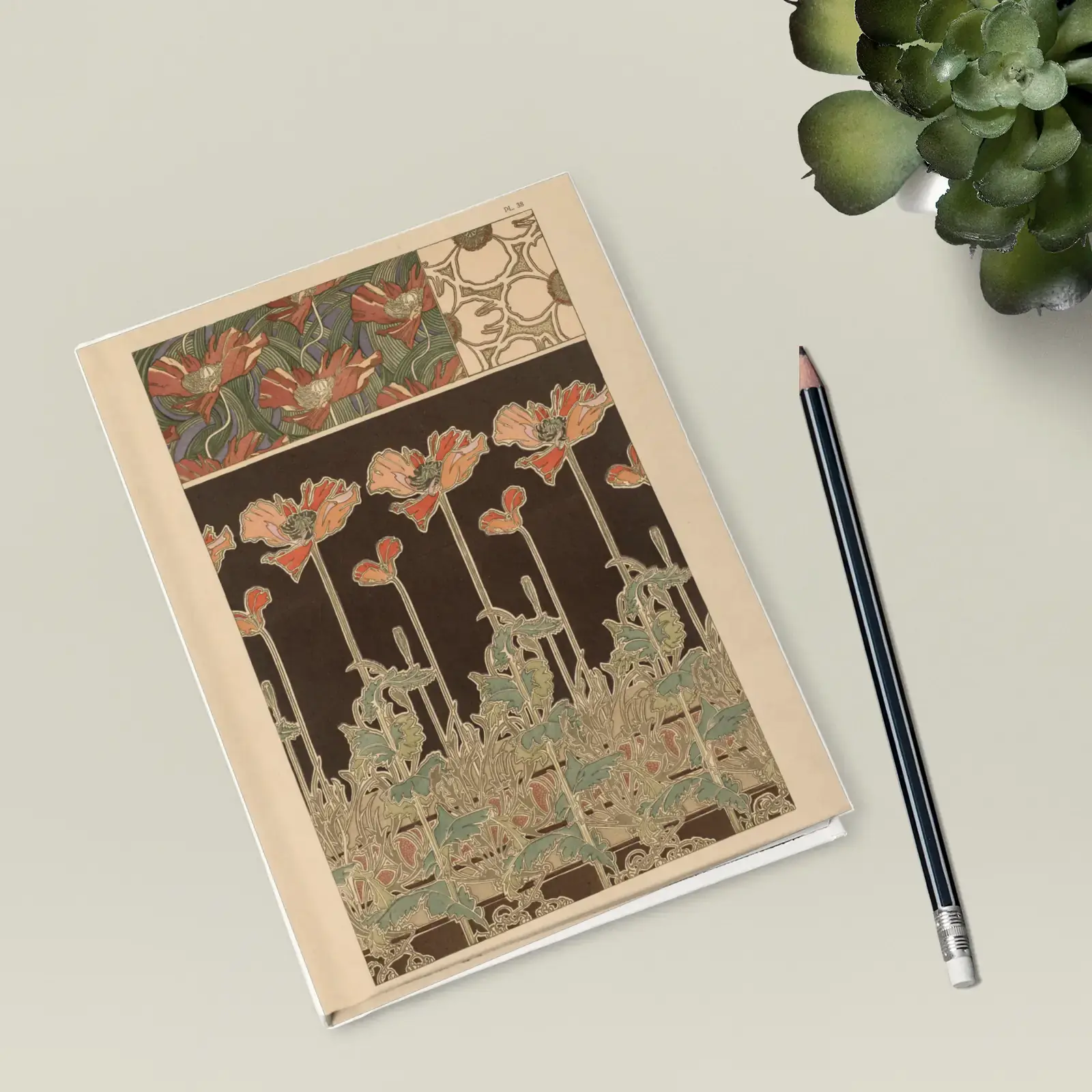 Plate 38, from Documents Décoratifs by Alphonse Mucha, printed on a hardcover journal