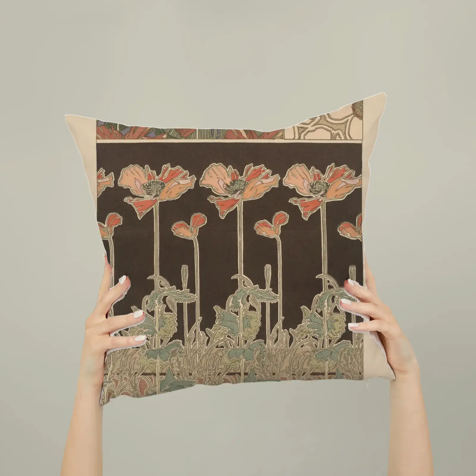 Plate 38, from Documents Décoratifs by Alphonse Mucha, printed on a square pillow