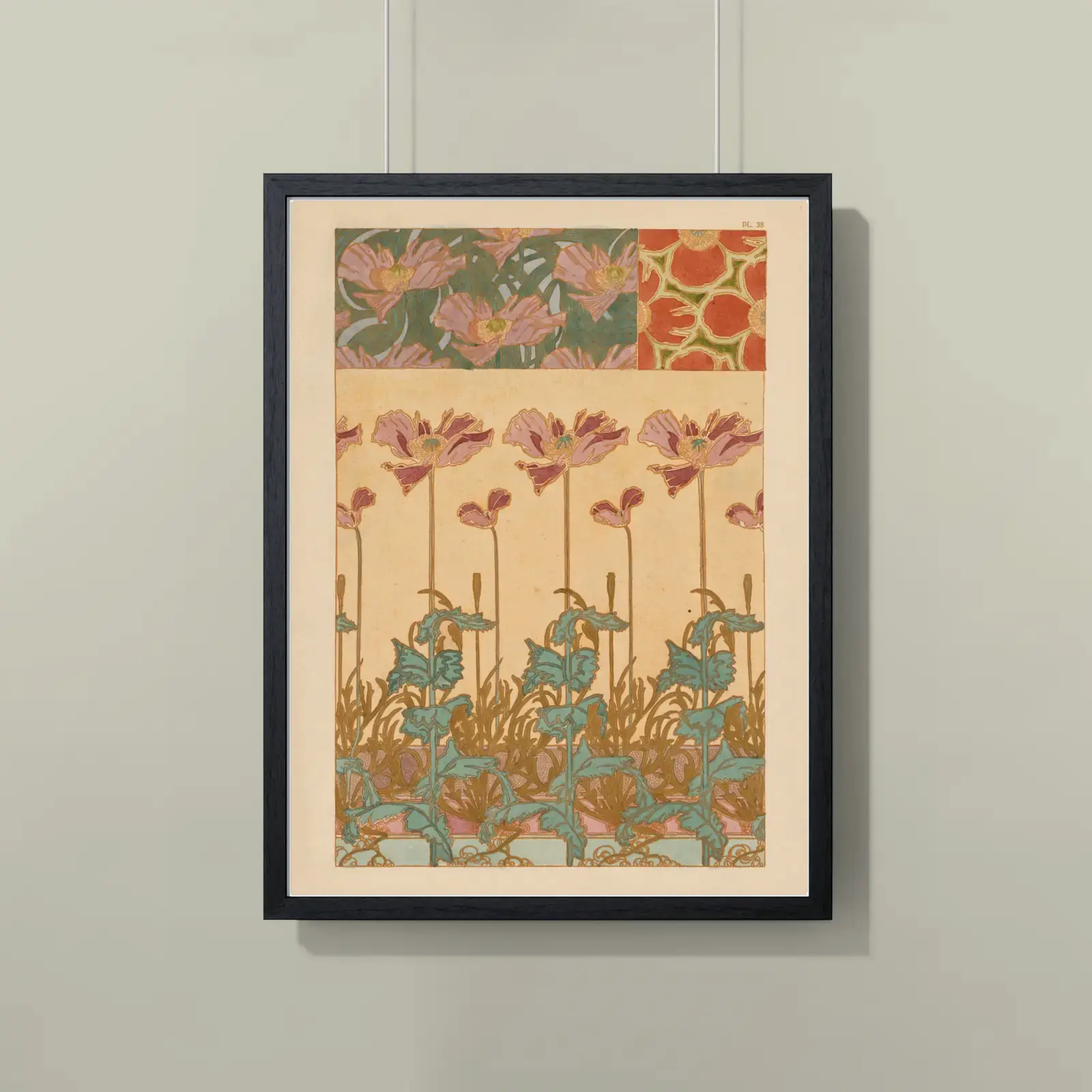 Oriental Poppies, from Documents Décoratifs by Alphonse Mucha, printed on a framed poster