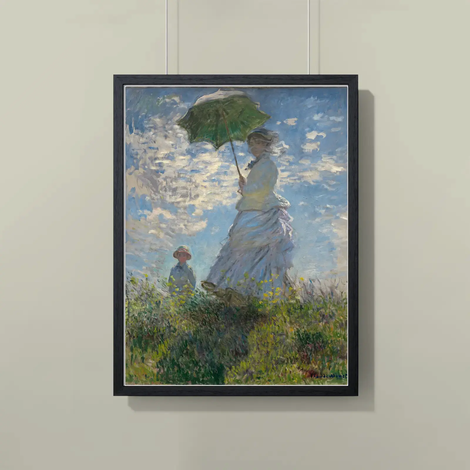 Woman with a Parasol by Claude Monet, printed on a framed poster