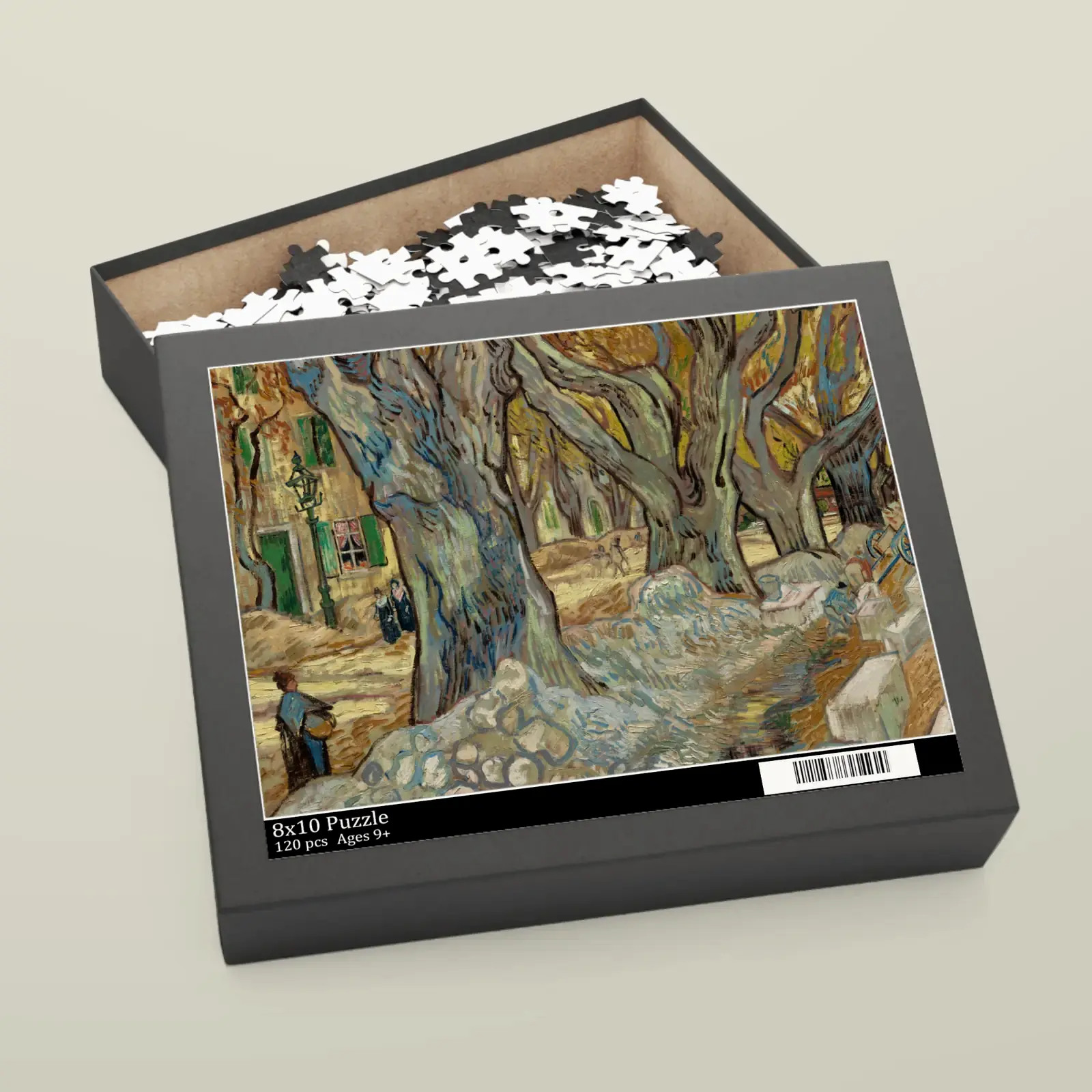 The Large Plane Trees (Road Menders at Saint-Rémy) by Vincent van Gogh, printed on a jigsaw puzzle
