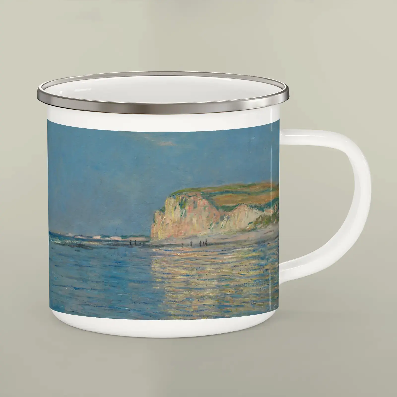 Low Tide at Pourville, near Dieppe by Claude Monet, printed on a enamel camping mug