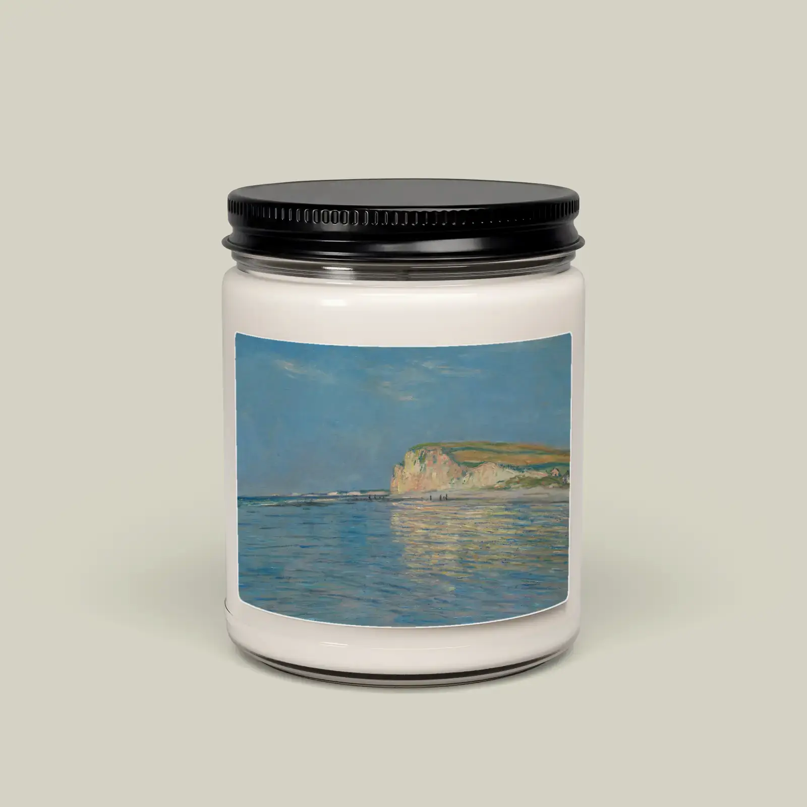Low Tide at Pourville, near Dieppe by Claude Monet, printed on a soy candle