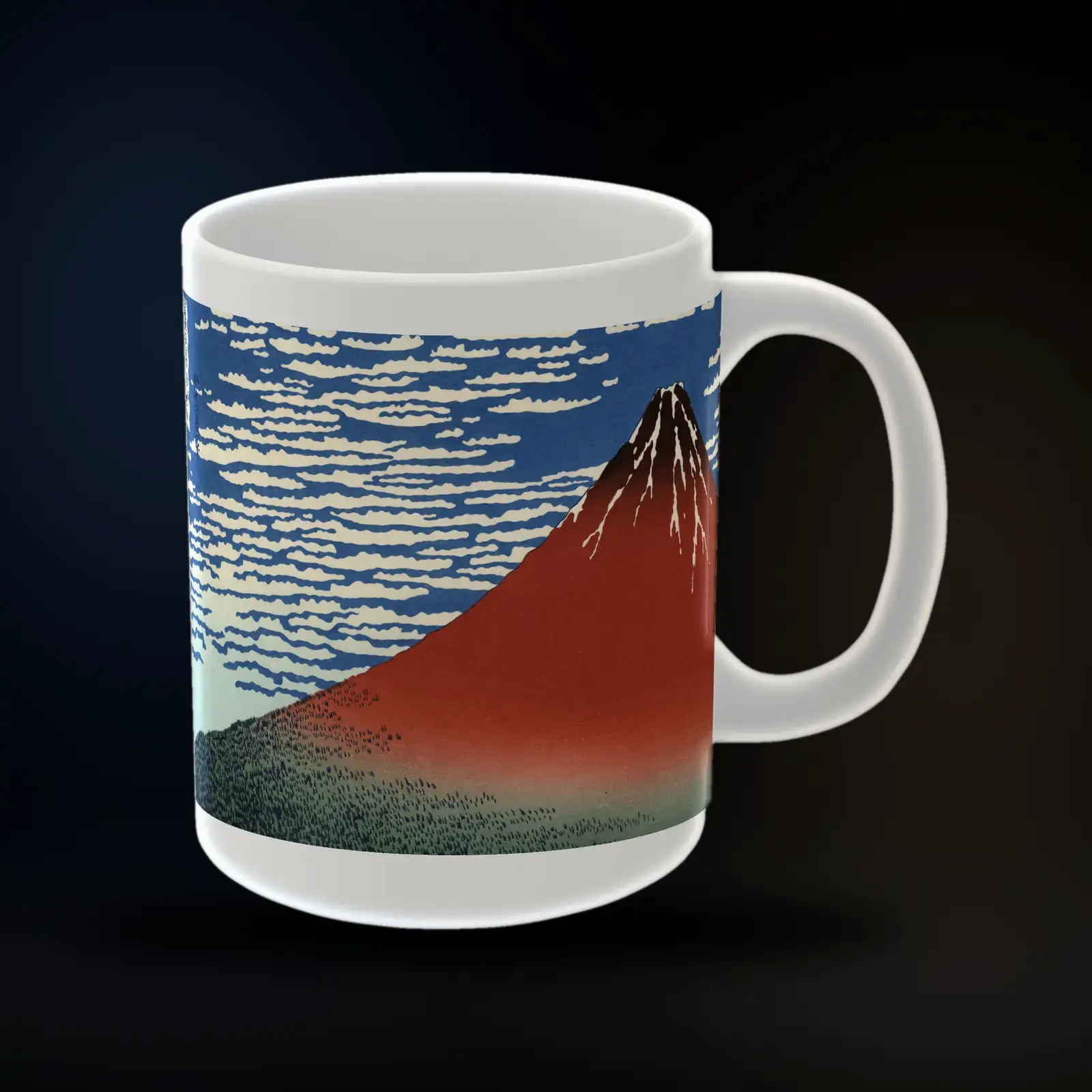 Fine Wind, Clear Morning (Red Fuji) by Katsushika Hokusai, printed on a mug
