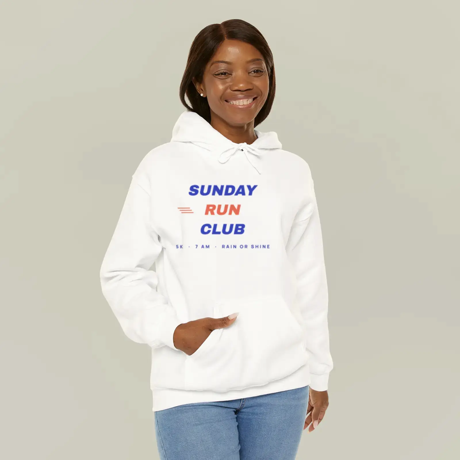 "Sunday Run Club", an example design by Vessim, printed on a hoodie