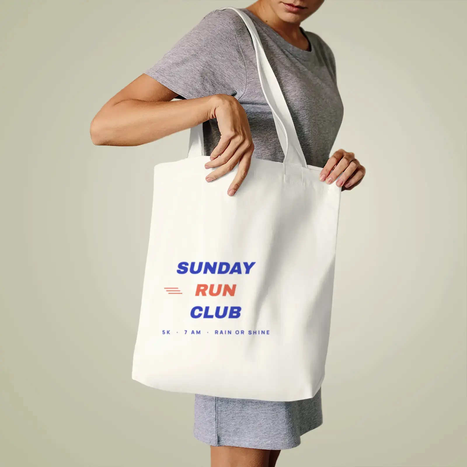 "Sunday Run Club", an example design by Vessim, printed on a tote bag
