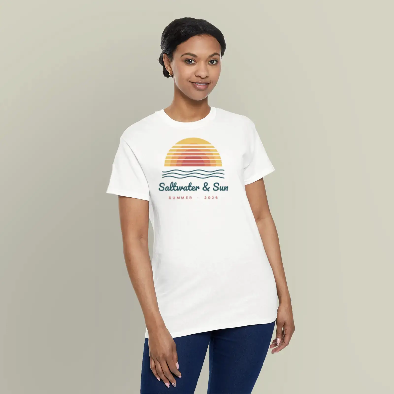 "Saltwater & Sun", an example design by Vessim, printed on a t-shirt