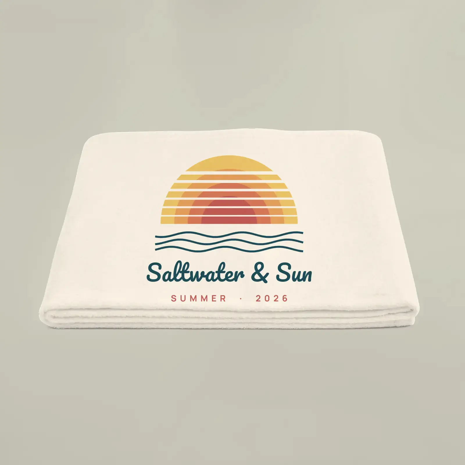 "Saltwater & Sun", an example design by Vessim, printed on a beach towel
