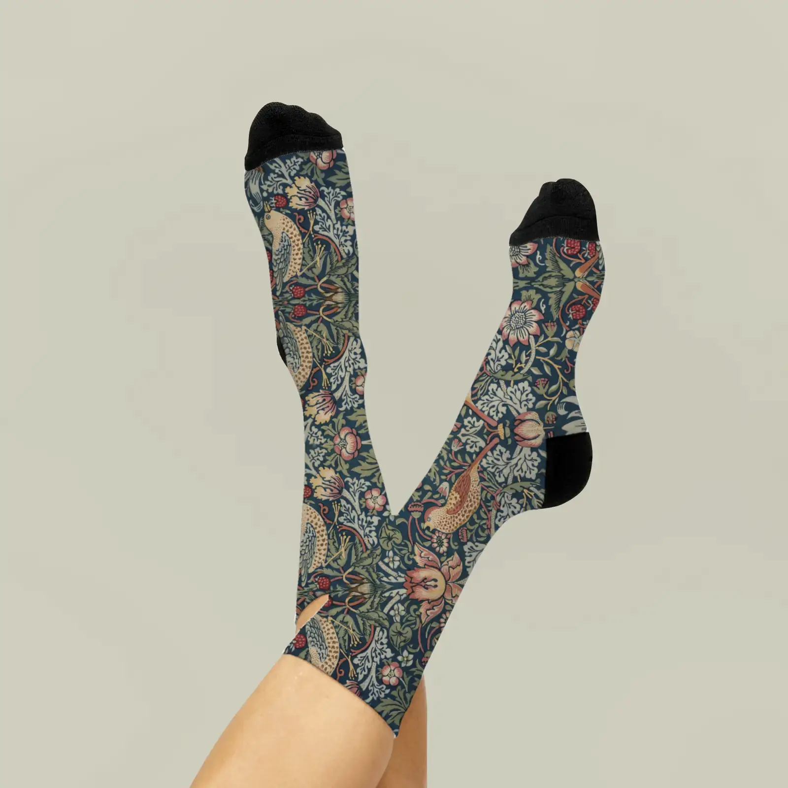 Strawberry Thief by William Morris, printed on a socks