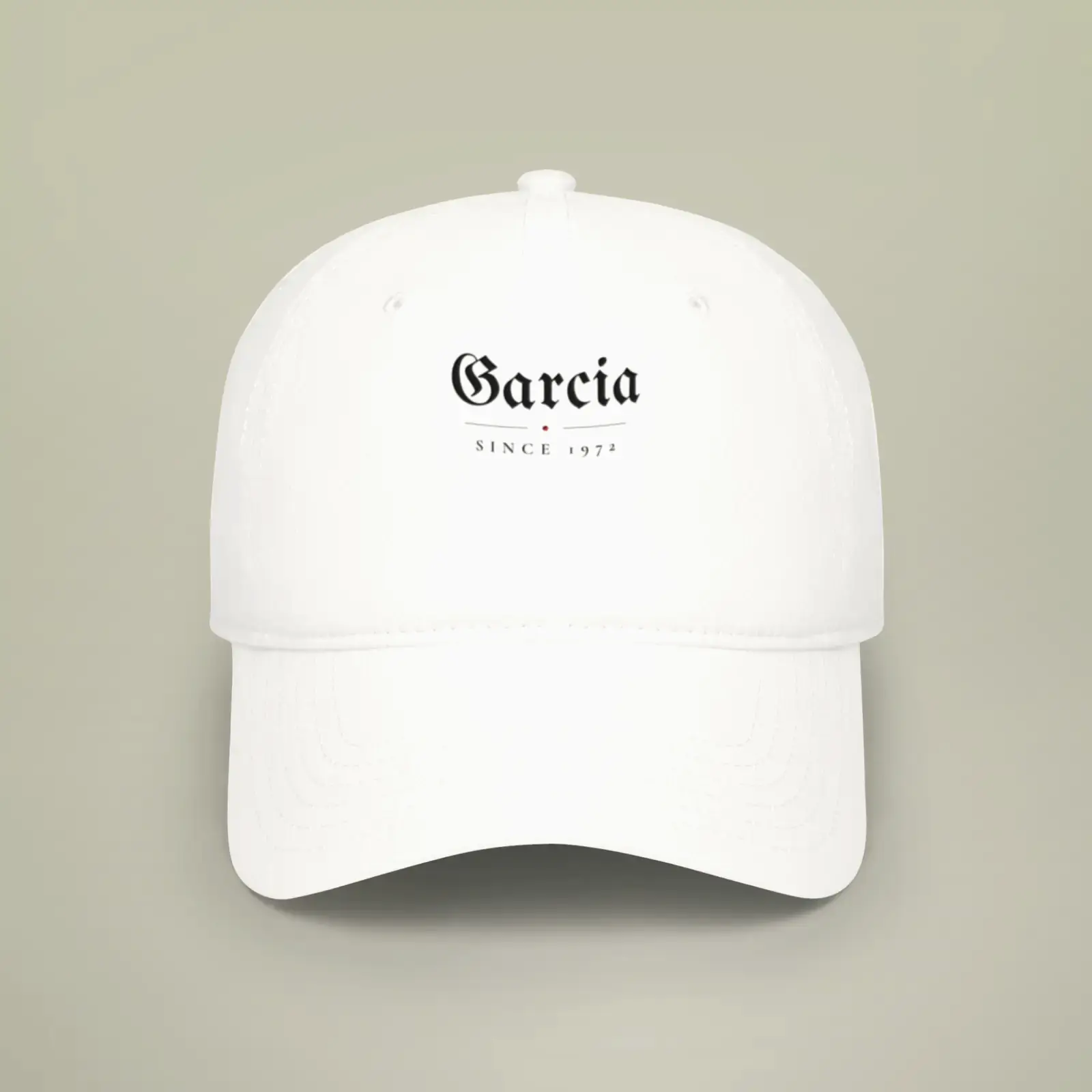 "Garcia, since 1972", an example design by Vessim, printed on a baseball cap