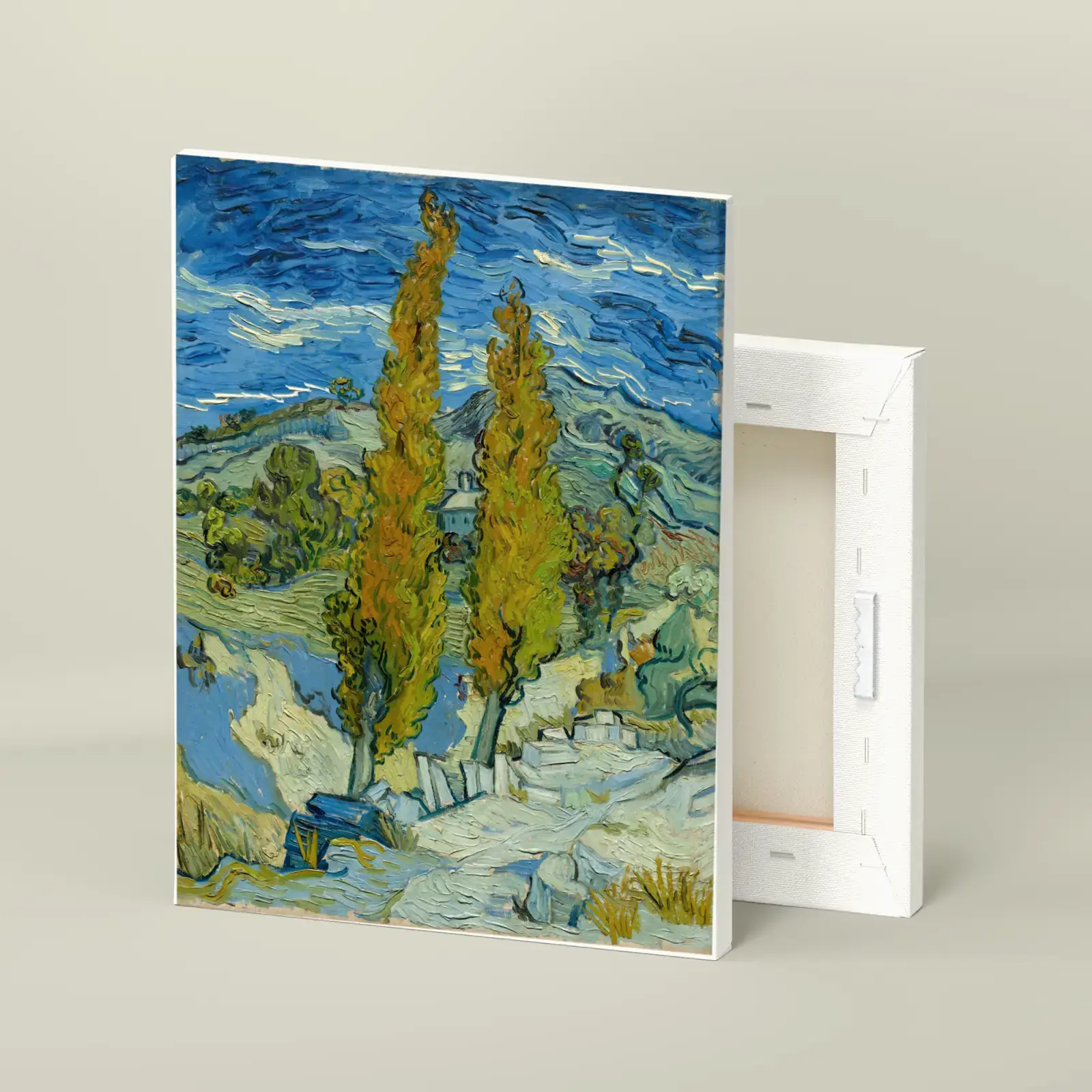 Two Poplars in the Alpilles near Saint-Rémy by Vincent van Gogh, printed on a stretched canvas