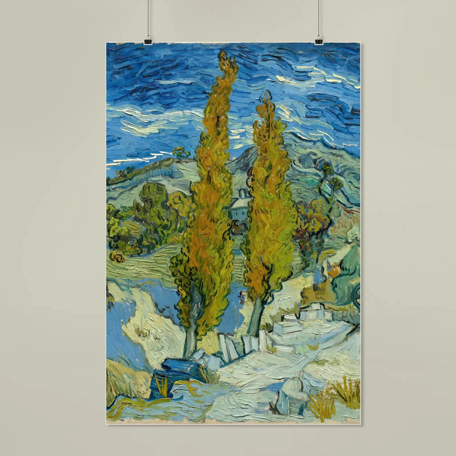 Two Poplars in the Alpilles near Saint-Rémy by Vincent van Gogh, printed on a matte poster