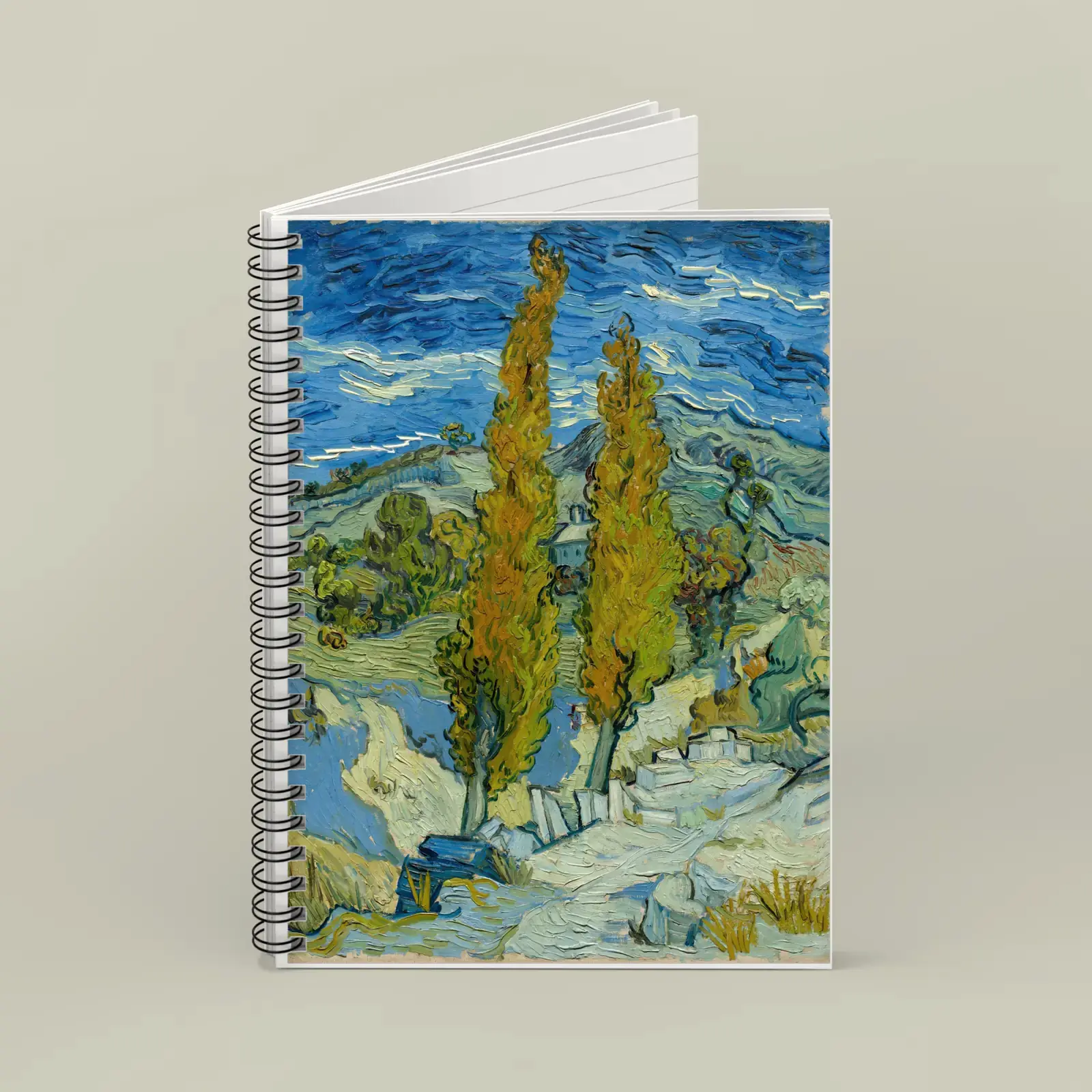 Two Poplars in the Alpilles near Saint-Rémy by Vincent van Gogh, printed on a spiral notebook
