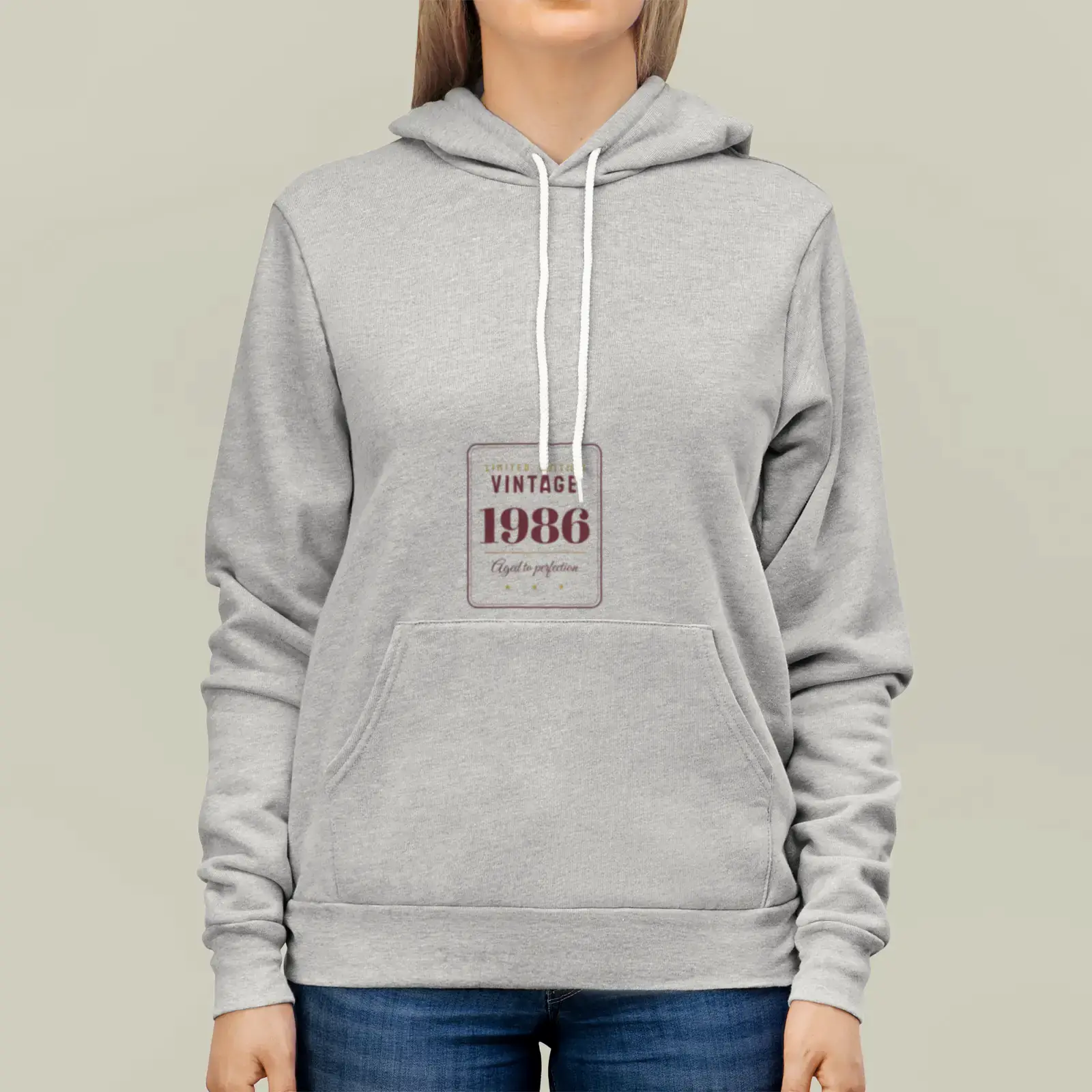 "Vintage 1986", an example design by Vessim, printed on a hoodie