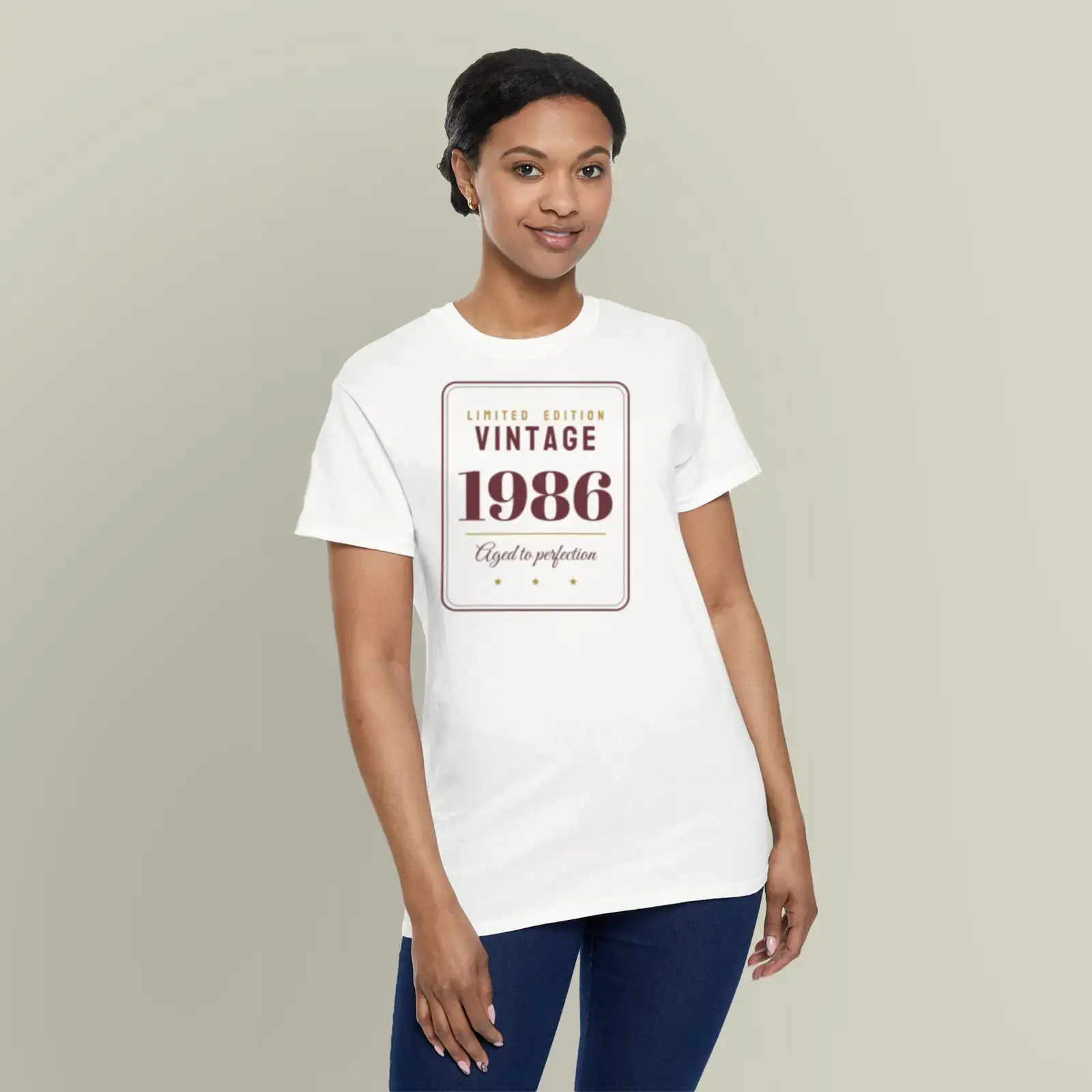 "Vintage 1986", an example design by Vessim, printed on a t-shirt