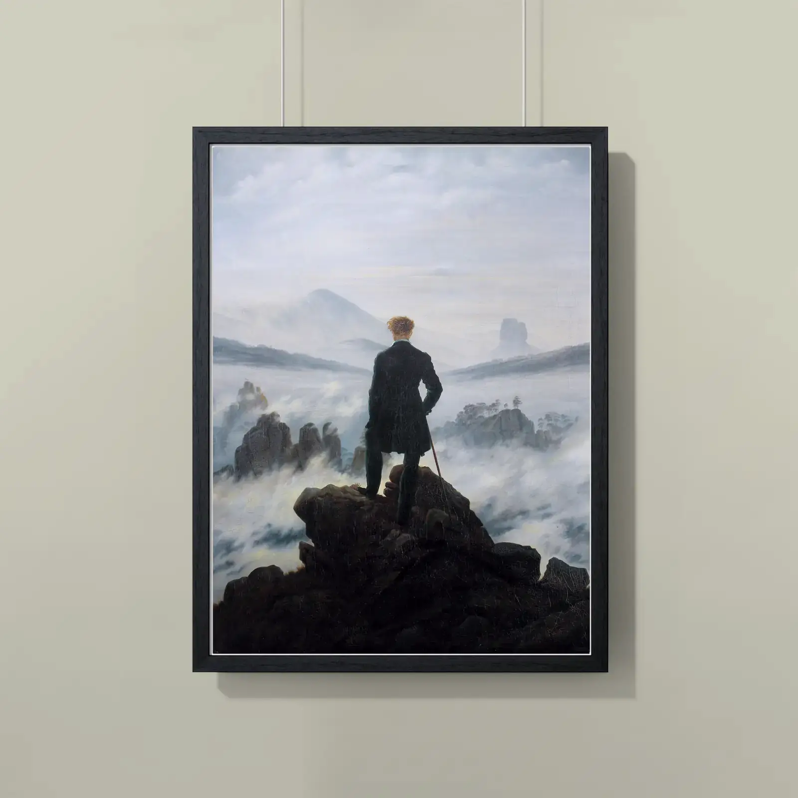 Wanderer above the Sea of Fog by Caspar David Friedrich, printed on a framed poster