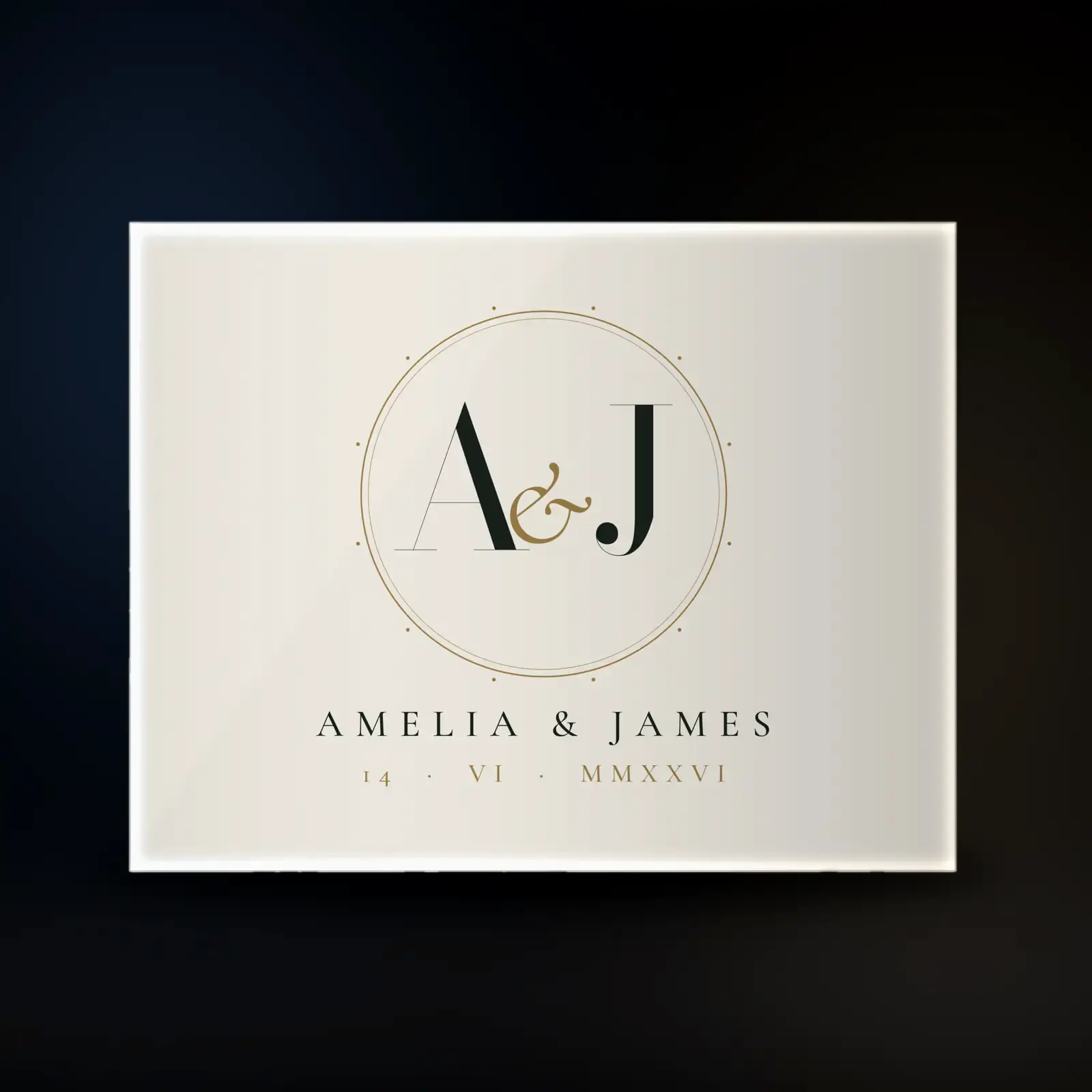 "A & J wedding monogram", an example design by Vesim, printed on a acrylic print