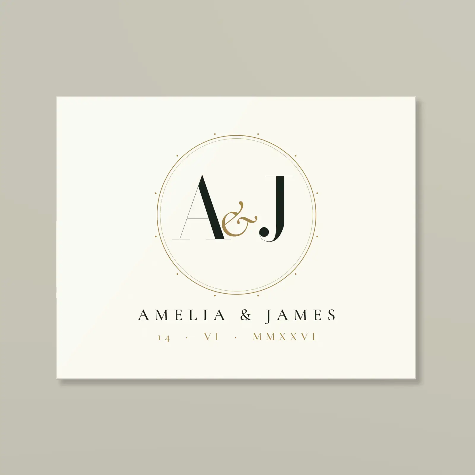 "A & J wedding monogram", an example design by Vessim, printed on a acrylic print